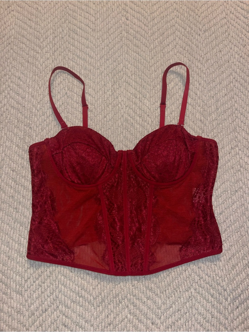 Red Lace Bustier Corset Top - Womens Intimates